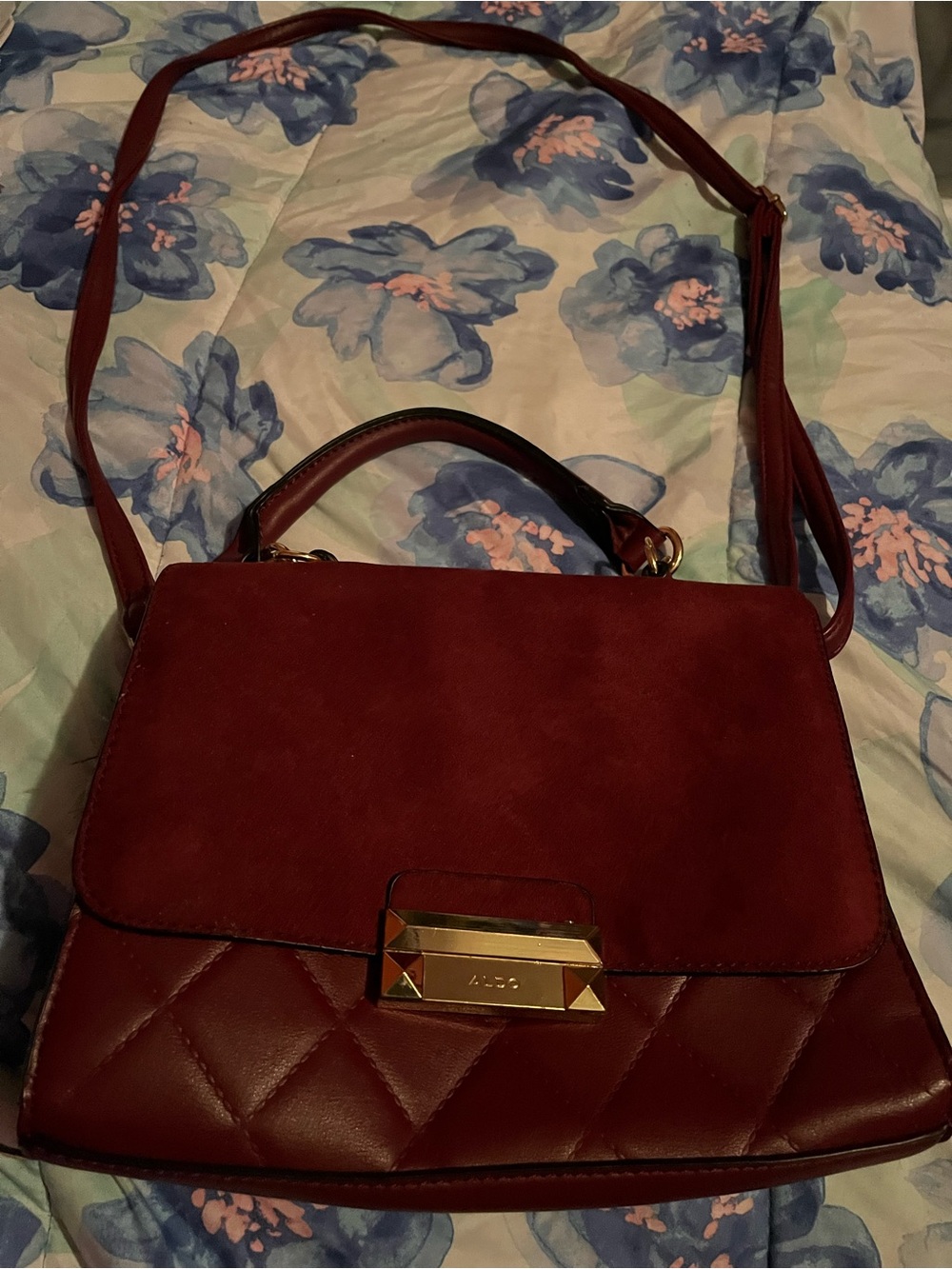 Aldo Burgundy Leather Tote Bag (Well worn)